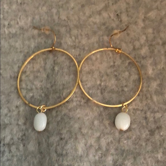 Hoop earrings with opal stone - Picture 1 of 2